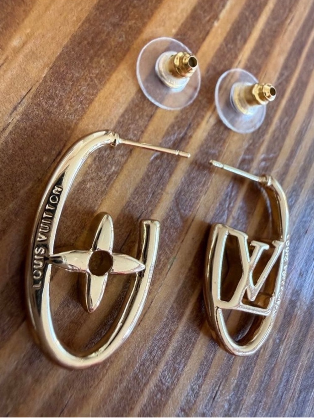 Louis Vuitton 18K Gold Plated Monogram Earrings